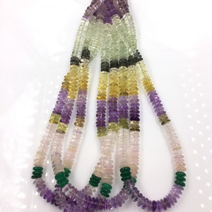 Natural Semi Multi Mixed Gems Smooth Beads Gemstone Necklace