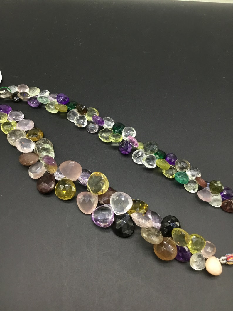 Semi Precious Multi 8 /'/' Faceted Pear Gemstone necklace 8 x 9 To 15 x 16 MM