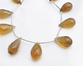 Honey Quartz Faceted Drops Beads l Natural Honey Quartz Faceted Teardrops Beads For Jewelry  I Top Quality Beads