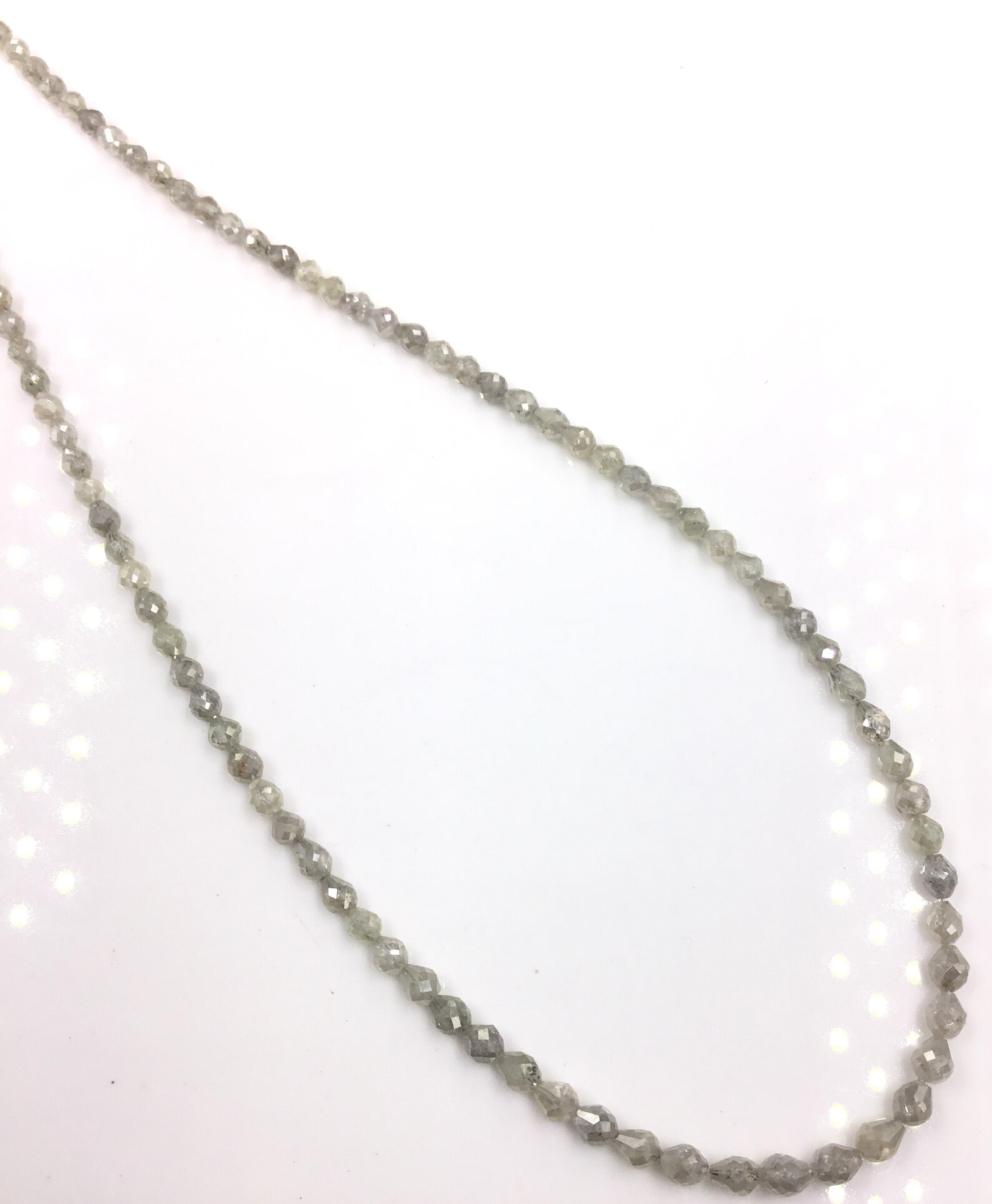 White Diamond Long Drilled Beads Diamond Beaded Necklace | Etsy
