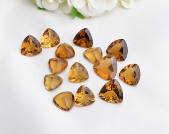 Natural Honey Quartz Faceted Fancy Trillion Loose Gemstones
