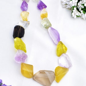 16 Inches Mixed Gemstone Faceted Tumble Necklace l Natural Mixed Gems Faceted Tumble Beads For Jewelry I Top Quality Tumbles image 5