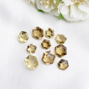 Natural Honey Quartz 9mm to 12mm Faceted Fancy Hexagon Loose Gemstone