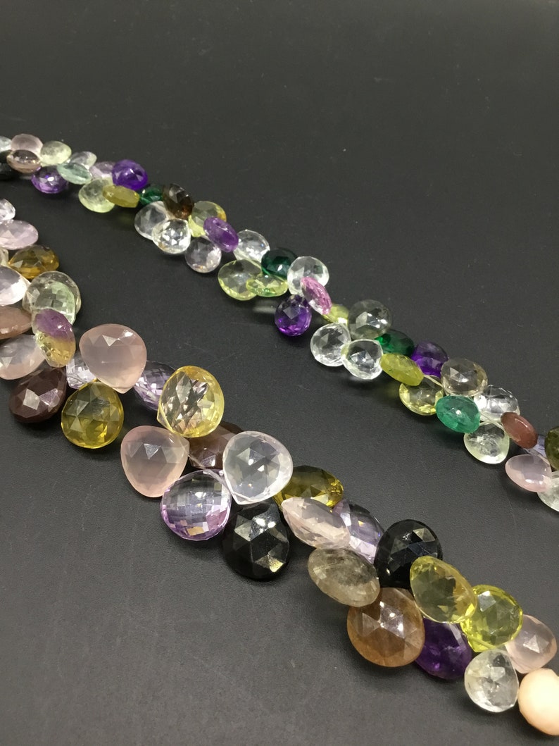 Semi Precious Multi 8 /'/' Faceted Pear Gemstone necklace 8 x 9 To 15 x 16 MM