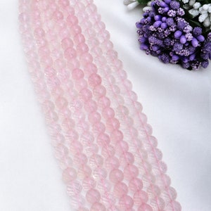 Rose Quartz 8mm to 9mm Concave Cut Ball Beads Gemstone For Jewelry