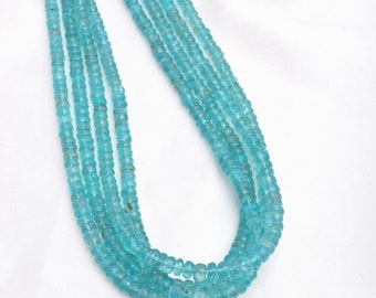 4 to 6 mm Blue Apatite Faceted Rondelle Beads l Natural Blue Apatite Faceted Beads For Jewelry I 16 Inches Top Quality Beads