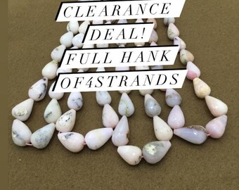 Closeout  price Pink Opal Plain Drops 4 strands Gemstone For Jewelry