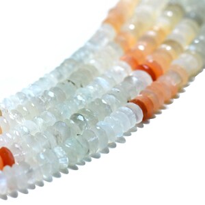 Mixed Gems Moonstone  Faceted Tyre Gemstone Beads For Jewelry