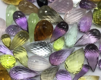 Mixed Gems Undrilled Faceted Drops Natural loose Gemstone
