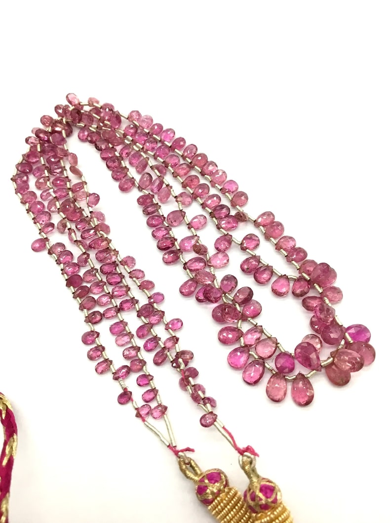 Rubellite Tourmaline 16/'/' Faceted Pear Shape AAA Quality gemstone necklace jewellery Set 38.40 Ct Ruby Top 4 x 3 To 7 x 5 MM 1 Strand