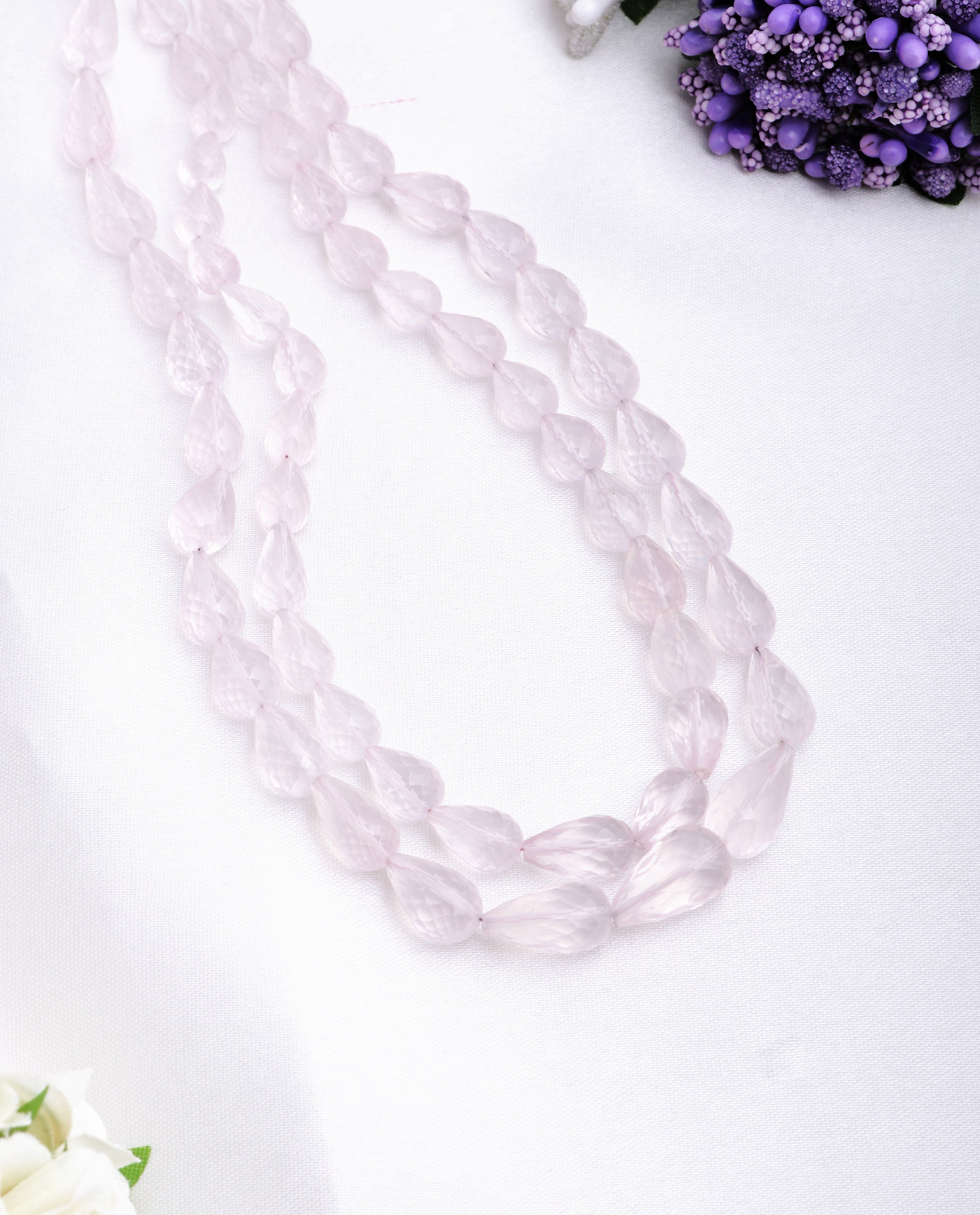 Perles En Quartz Rose Naturel à Facettes Pour La Fabrication De Bijoux, Bracelets, Colliers (taille 2 Mm, Longueur 38,1 Cm