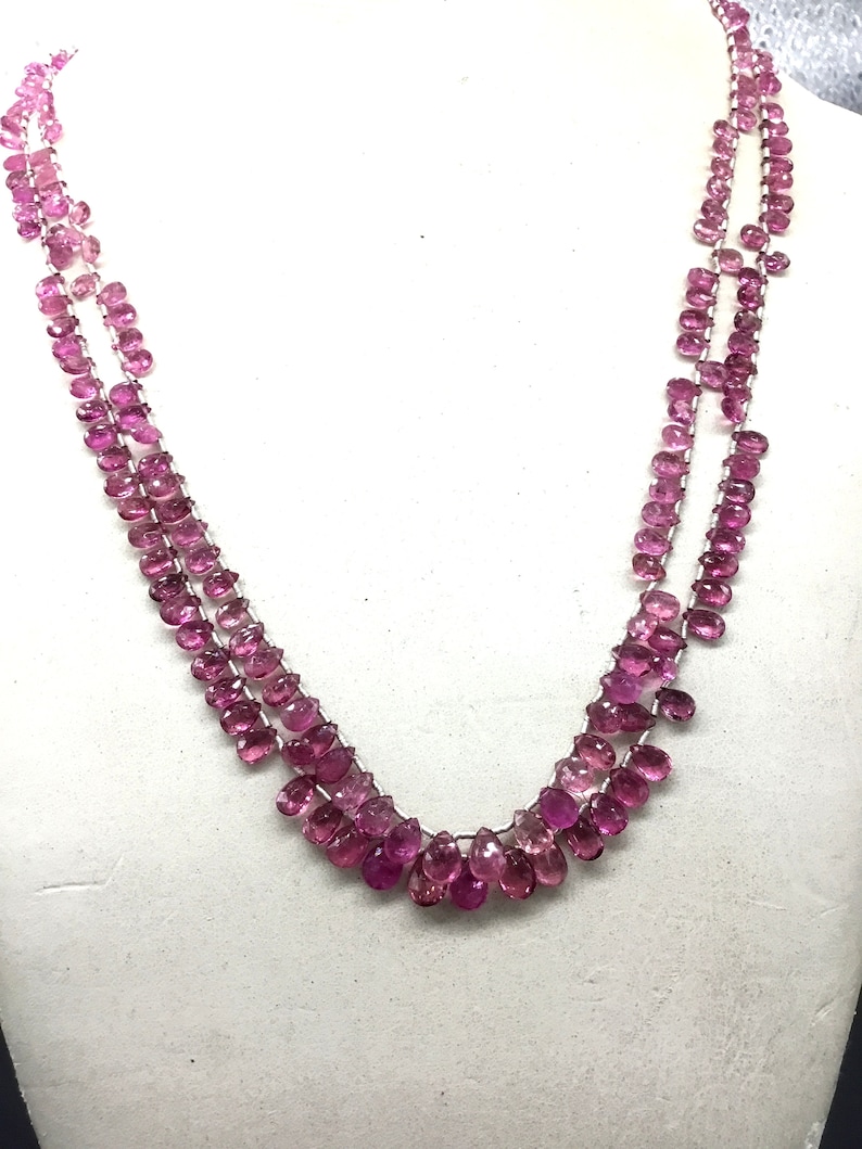 Rubellite Tourmaline 16/'/' Faceted Pear Shape AAA Quality gemstone necklace jewellery Set 38.40 Ct Ruby Top 4 x 3 To 7 x 5 MM 1 Strand