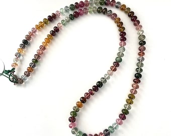 265.70 Carats Multi Tourmaline Beaded Necklace For Fine Jewelry Natural Gemstone
