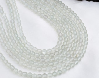 Natural Green Amethyst Smooth Ball Beads Gemstone Necklace, Green Amethyst Plain Beads For Jewelry,