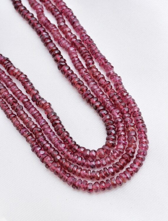 Collier Ras Du Cou En Grenat Naturel - Perles Rondes à Facettes 18 Pouces - Plaqué Argent