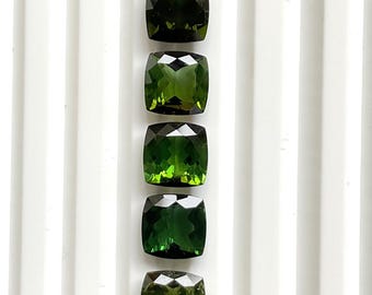 24.50 Carats Green Tourmaline Cushion 11 Pcs Faceted Cut stone Natural gemstone