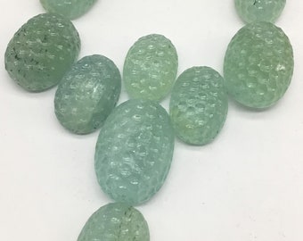 Aquamarine Fancy geschnitzte Cabochon Lot 9 Stück lose Edelstein für Schmuck