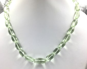 Natural Green Amethyst Faceted Tumbles Gemstone Necklace
