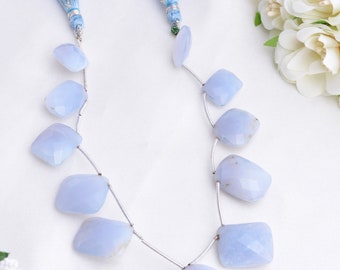 Chalcedony Faceted Chiclets 1 Strand Natural Gemstone Beads