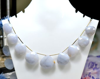 Blue Chalcedony Africa Faceted Pear 1 Strand Gemstone