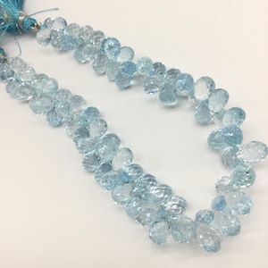 Blue Topaz Faceted Drops 1 Strand Natural Gemstone  Necklace gemstone for jewels