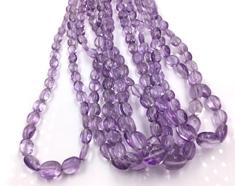Natural Amethyst Smooth Ovals Beads Gemstone For Jewelry