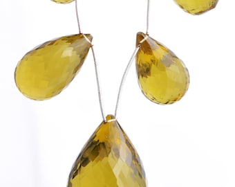 Honey Quartz Faceted Drops Beads l 5 Pieces Natural Honey Quartz Faceted Teardrops Beads For Jewelry  I Top Quality Beads