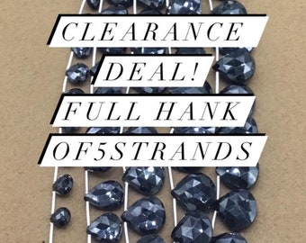 Clearance Deal Black Spinel Faceted Heart 5 strands Gemstone For Jewelry