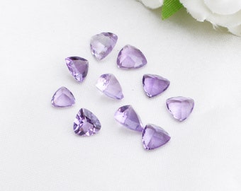 Natural Pink Amethyst Faceted Fancy Trillion Loose Gemstones