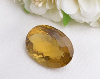 1 Piece Honey Quartz Faceted Fancy Oval Loose Gemstone