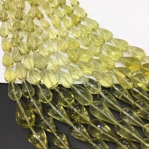 Lemon Quartz Straight Drilled Drops Natural Gemstone Beads Necklace