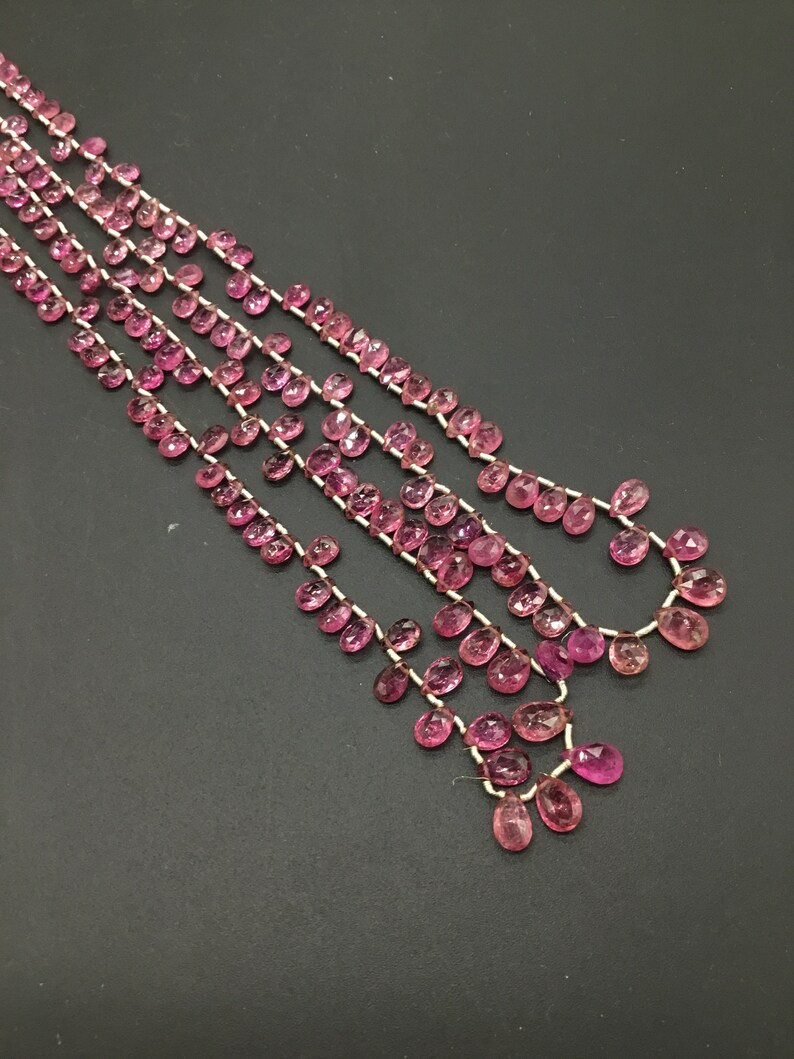 Rubellite Tourmaline 16/'/' Faceted Pear Shape AAA Quality gemstone necklace jewellery Set 38.40 Ct Ruby Top 4 x 3 To 7 x 5 MM 1 Strand