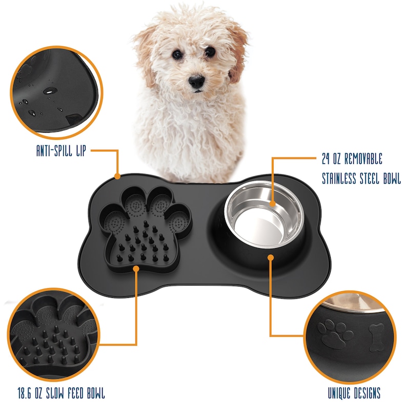 Spill Proof Dog Bowl Mats for Food and Water Slow Feed Dog Etsy