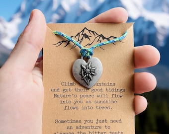 Heart Edelweiss Mountain Necklace Gift