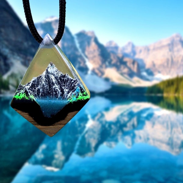 Mountain Resin Necklace, Hiking Gift