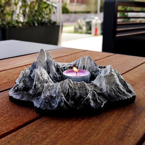 Concrete Mountain Candle Holder: Hiking Decor Gift