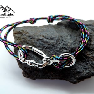 Rainbow Climbing Bracelet Carabiner and Climbing 8, Gift for Climber, Climbing Jewelry image 1