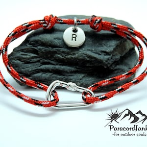 Pulsera de escalada con nombre y letras, joyería con mosquetón de escalada