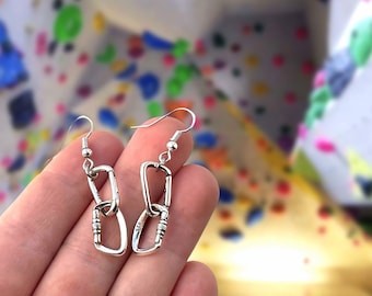 Silver Openable Climbing Carabiner Earrings Jewelry