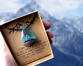 Mountain Resin Necklace, Hiking Gift