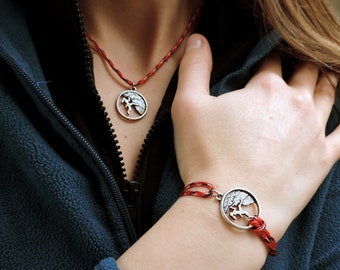 Kletternde Mädchen Halskette und Armband, Klettern Schmuck, Geschenk für Kletterer
