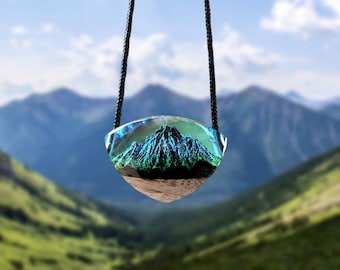 Mountain Resin Necklace, Hiking Gift