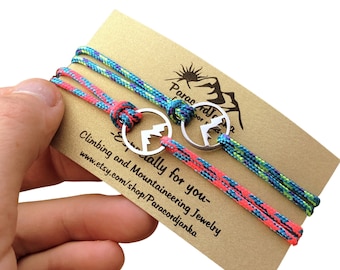 Couple Mountain Bracelets, Climbing Jewelry, Gift for Mountain Lover