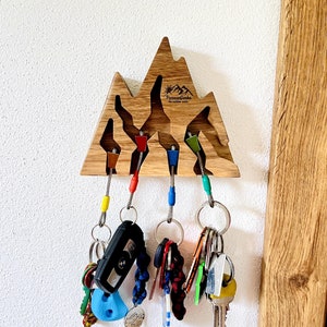 Walnuss Holz Berg Schlüsselhalter für Kletterer Geschenk