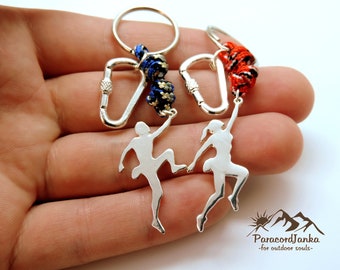 Climbing Keychain: Steel Climber & Carabiner with Paracord