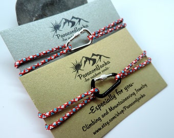 Minimalist Climbing Carabiner Bracelet: Adjustable Paracord Jewelry