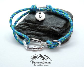 Bracciale da arrampicata con lettera di nome, gioielli con moschettone da arrampicata