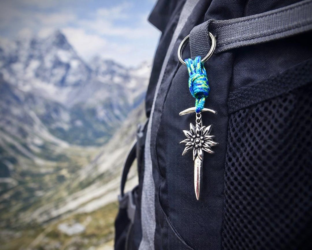 Edelweiss Ice Axe Keychain, Gift for Mountain Lovers, Climbing Jewelry ...