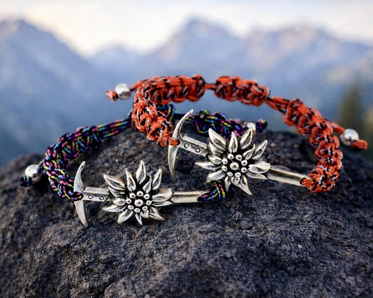 Ice Axe Flower Bracelet, Hiking Jewelry, Gift for Mountain Lovers