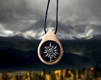 Edelweiss Mountain Resin Necklace, Gift for Mountain Lovers